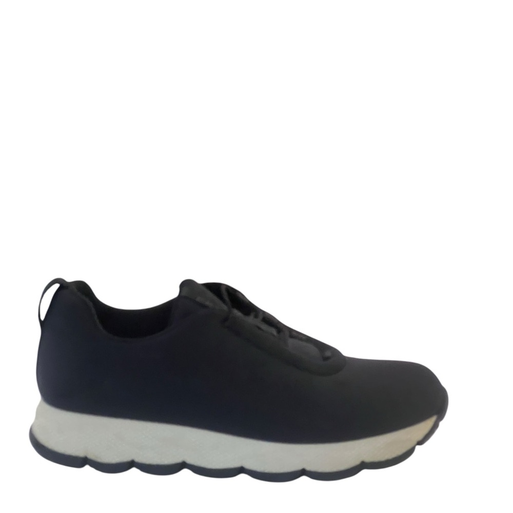 Prada Black Neoprene Nylon Cut Out Low Top Sneakers